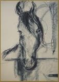 Black Horse Portrait, Drawing by May Kaddah, Original