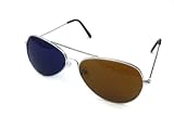 AMBER & BLUE AVIATOR STYLE 3D GLASSES IN SILVER METAL FRAMES CLASSIC AVIATOR STYLE (1 PAIR)