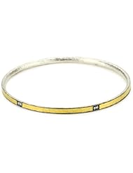 GURHAN "Lancelot" Thin Dark or White Silver with Gold and Diamond Bangle Bracelet