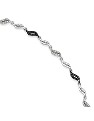 Sterling Silver White & Black Diamond Bracelet