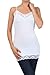 Women's Lace Trimmed Spaghetti Strap Long Tank Top by BLVD White Small