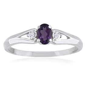 FEBRUARY Birthstone Ring 14k White Gold Amethyst Ring by buyDazzle