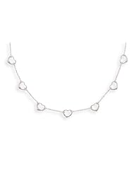 Rhodium Plated Necklace with Cut Out Hearts