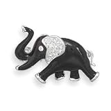 Jewelry Locker Clear Swarovski Crystal and Black Epoxy Elephant Fashion Pin