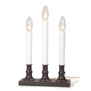 3 Light Electric Candle Lamp with Colonial Base with Automatic Sensor by None