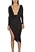 Zeagoo Women Sexy Plunge Deep V Neck Slit Irregular Party Night Club Dress