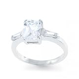 Bling Jewelry Designer Inspired Emerald Cut Classic CZ Taper Baguette Promise Ring - 6