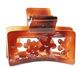L. Erickson Petite Flower Cutout Small Jaw Clip - Tortoise/Crystal Swarovski
