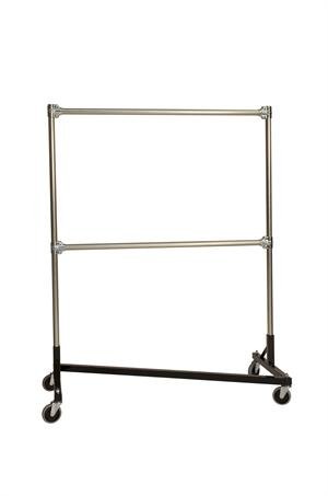 Heavy Duty Garment Z-Rack : Double Rail - 4' Base x 5' Uprights Black