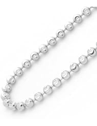 14K Solid Italy White Gold Chain Bracelet 2.5mm Diamond Cut Ball Chain