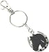 Trendy Black Horse Head in Horseshoe Key Chain Charm