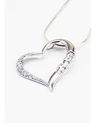 Sigma Kappa Sterling Silver Heart Pendant with Greek Letters and Lab-created Diamonds