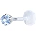Sterling Silver 925 Aqua Cubic Zirconia Bioplast Tragus Earring Stud