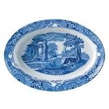 Spode Blue Italian 12-1/2-Inch Oval Rim Dish