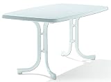 SIEGER Gartentisch oval 150x90cm, weiß Stahrohrgestell weiß, Mecalitplatte