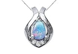 Opal and Diamond Pendant : 14K White Gold