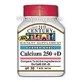 Calcium 250 + D Oyster Shell 90 Tablets, 21st Century