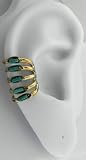 Left Or Right Sterling Silver Five Row Band Ear Cuff Turquoise Stones