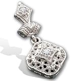 Titanium/Platinum Diamond Filigree Pendant .07 CT