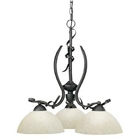 Thomas Lighting M2301-40 Palazzo - Three Light Chandelier, Burnished Umber Finish with Ivory Scavo Glass