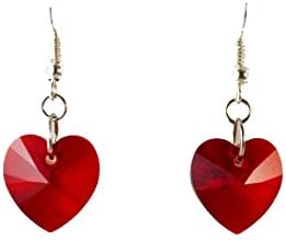 Swarovski Crystal Heart Earrings - Red