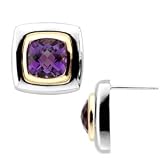 14K Two-Tone Gold Amethyst Earrings