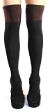 GIRLS Two Tone Slimming Thigh-high/Knee High Socks, Black/Brown! 100% Lamb Wool Cute!