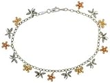 14K Three Tone Diamond Gold Link Charm Bracelet