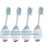 Philips Sonicare Advance/Elite Toothbrush Heads - Medium - FOUR Pack - NEW - This Elite Style Head will now fit the ADVANCE MODEL