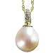 Natural White 9.5-10mm Dewdrop 14k Yellow Gold Diamond Cultured Pearl Pendant Necklace - Dahlia Classic Collection
