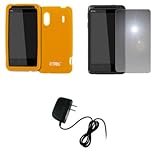 EMPIRE Orange Silicone Skin Case Cover + Mirror Screen Protector + Home Wal ....