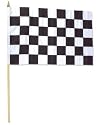 1 x 1.5' Race Flags Wooden Dowel Parade Checkered Flags