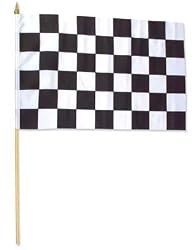 1 x 1.5' Race Flags Wooden Dowel Parade Checkered Flags