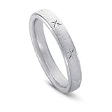 18k White Gold Women's Wedding Band with Satin Finish Strip, 4mm