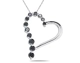 1.00 Carat Black Diamond Journey Heart Pendant in White Gold