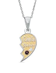 Little Sister Half Pendant in Sterling Silver with Birthstone January Garnet (Big Sister Half sold seperately)