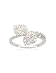 Sterling Silver Leaf Diamond Ring (1/10 cttw, I-J Color, I2-3 Clarity)