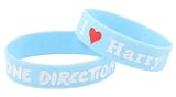 3 Pieces of Sky Blue with White I Love Harry One Direction Silicone Wristband Directioner Bracelets