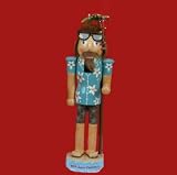 Light Blue Tropical Nutcracker Christmas Holiday Decor Surfer Santa