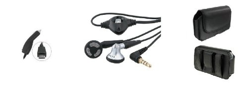 3in1 Car Plug in Charger+Leather Case Belt Clip+Stereo Headset Earbuds Bundle For Verizon Casio Hitachi Gzone Commando,Verizon Motorola Droid RAZR,Sprint Samsung Epic 4G Galaxy,Sprint Samsung Epic 4G Touch Galaxy S II,Verizon Samsung SCH i510-Auction4tech Brand