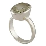 925 Sterling Silver Jewellery Ring With Green Amethyst Gemstonesize Q