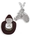 Western Crystal HORSE HEAD NECKLACE in Cowboy Hat Gift Box!