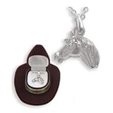 Western Crystal HORSE HEAD NECKLACE in Cowboy Hat Gift Box! by MyJewelThief.com