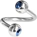 Swarovski Crystal Metallic Blue Double Gem Spiral Twister Belly Ring