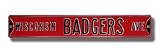 WISCONSIN BADGERS WISCONSIN BADGERS AVE Red AUTHENTIC METAL STREET SIGN (6 X 36)