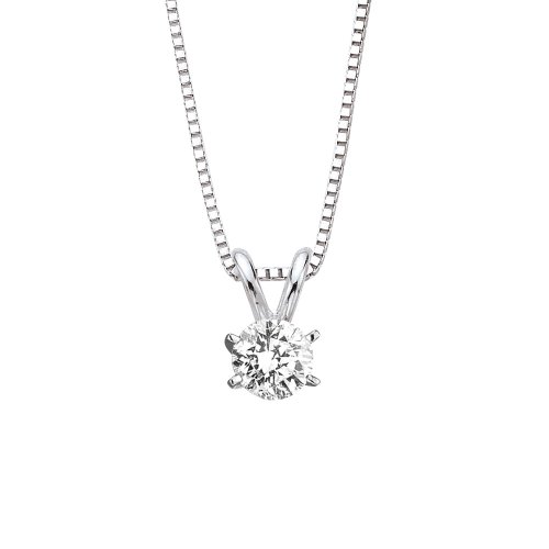1 ct. F - VS1 GIA Certified Round Brilliant Cut Diamond Solitaire Pendant with Chain (White or Yellow Gold)