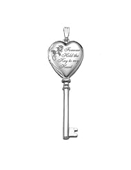 14k White Gold "Key to my Heart" KEY Locket 3/4 inch x 2 inch in Solid 14K White Gold