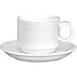 White Porcelain Tableware Stacking Tea Coffee Cup Mug Saucer Set 7oz box 12 Delicately Embossed Lined Pattern To Add Some Flair To Your Crockery Set