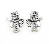 Sterling Silver Christmas Snowman Stud Post Earrings