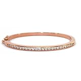 14k Rose Gold Slip On 1.5ct Diamond Bangle - 7 Inch